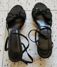 Sandali donna neri, effetto pietre applicate sulla tomaia, n. 40