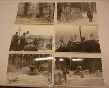 6 fotografie b/n di GUERRA in montagna RUSSIA? Fucili Finti Militari nella Neve