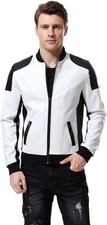 Giacca biker nero bianco uomo