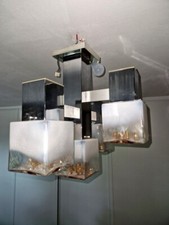 Gaetano Scolari et Mazzega à Murano Lustre suspension Ice Cube Design Sciolari