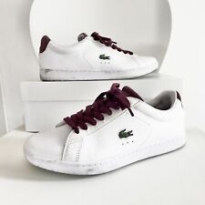 LACOSTE SNEAKERS BIANCHE PELLE BORDEAUX BORGOGNA LACCI BASSE TENNIS