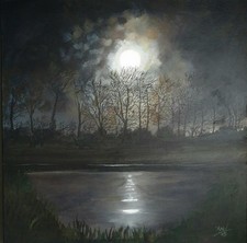 Quadro acrilico originale 'Luna spettrale' arte contemporanea