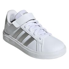 ADIDAS SNEAKERS JUNIOR GRAND COURT 2.0 GW6516 BIANCO ARGENTO in PELLE