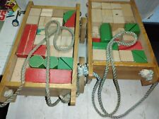 2 Giochi infanzia anni 50/60 in legno da comporre e carrettino