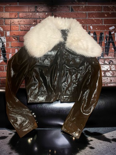Giacca cropped nera pelle - cropped, in