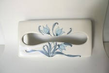 Ceramica dipinta a mano Copertura dispenser Carta asciugamani bagno bianco e blu