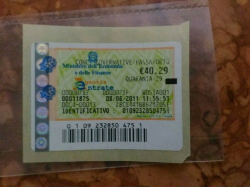 Marca bollo passaporto - da,
