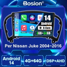 Per Nissan Juke 2004~2016 Android 14 Autoradio CarPlay Navi GPS SWC AUX 4GB+64GB