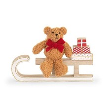 Slitta in legno con ORSO Orsetto natalizio 19x13 cm decorazione NATALE 1ERI