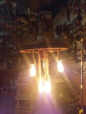 lampadario ruota di carro con 6 funi attacco e27 lampadine vintage incluse