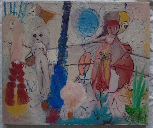 Dipinto donne con sfondo - dipinto,