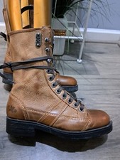 Stivali da combattimento OXS da donna in pelle marrone con lacci usati in ottime condizioni taglia 36 US 6