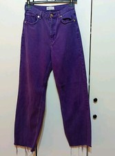 ZARA pantaloni jeans Donna relaxed gamba larga  Viola Taglia 40 Baggy