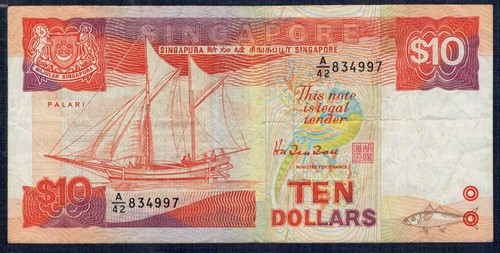 Singapore 10 dollari 1988 - singapore,