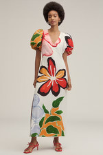 Maxi abito A-Line manica a