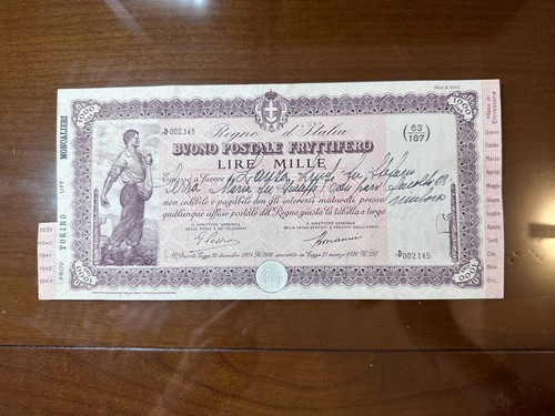 Buono postale fruttifero lire - buono,