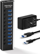 Hub USB Attivo 3.0 Con Alimentatore 10Gbps 10 Porte USB 3.1 in Alluminio Hub Con