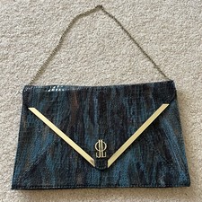 Borsa a mano Jennifer Lopez JLo tracolla pochette Rochelle pavone finta pelle di serpente verde