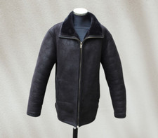 Giubbotto pelle bomber montone nero vintage taglia 54 uomo