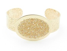 18KT Oro Argento Sterling Diamante Set Cristallo Rosa Vintage Bracciale a Fascia