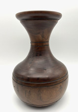 Vaso fiori in seta tornio noce nero firmato Robert Joseph 2008 9,5" T