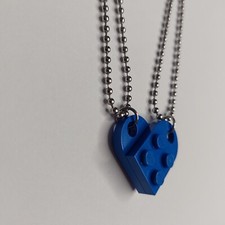 ?  2 COLLANE CUORE LEGO BLU DIVISO HEART AMORE LOVE REGALO  ?
