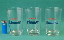 SET 3 VECCHI RARI BICCHIERI IN VETRO BIRRA ICHNUSA 250 ML VINTAGE ANNI '60. AF79