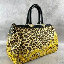 Borsa Gianni Versace Leopardata Floreale Boston PVC Pelle Sunburst Oro Y2K