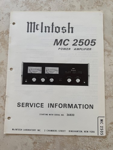 Mcintosh mc2505 informazioni - mcintosh,