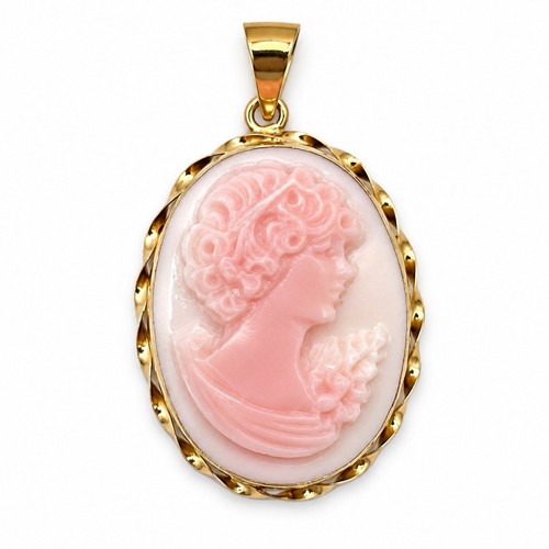 Cammeo rosa 20mm oro 14kt - rosa,