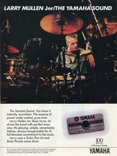 Pubblicità stampa 1989 di batteria Yamaha Turbo Tour con Larry Mullen Jr U2