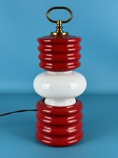 Vintage Lampada Da Tavolo In Ceramica E Vetro Design Italiano Space Age 1960