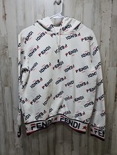 Felpa con cappuccio uomo Fendi Roma bianca leggera taglia S