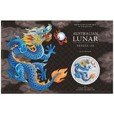 Australia 1 oz argento Lunar III drago blu drago blu 2024 CoinCard