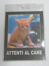 Targhetta Segnaletica Adesiva  Plastificata Attenti Al Cane 13,9x11,4 Cm  Nuovo