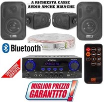IMPIANTO FILODIFFUSIONE PARETE LOCALI amplificatore BT+ 4 Casse audio +Cavo