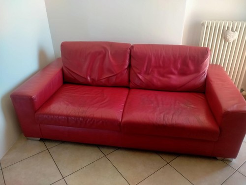 Divano rosso pelle - in, pelle,