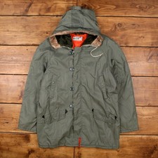 Vintage Kmart Parka Jacket M 70s Quilt Lined Green