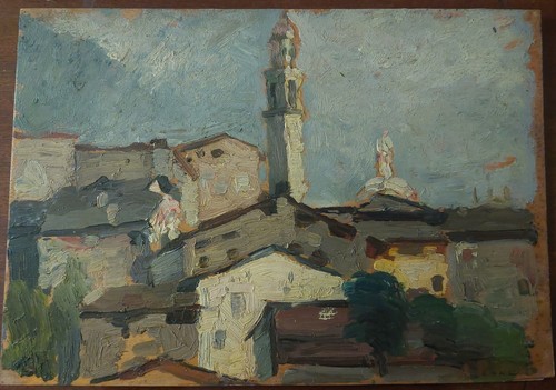 Quadro olio tavola pittore - quadro, su