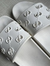 Gucci Gomma GG Scivoli Bianchi Taglia 37 Donna US 7 Made In Italy