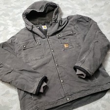 Giacca Carhartt uomo XL grigia con cappuccio a scatto J284-GVL tela abbigliamento da lavoro vestibilità regolare
