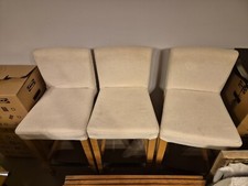 3 Sgabelli bar Bergmund legno chiaro fodere crema - usati