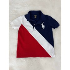 Polo Ralph Lauren ragazzo polo 2T rosso bianco navy colorblock logo grande pony