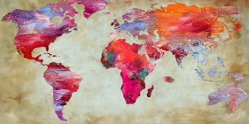 Quadro cartina terra - terra, colori