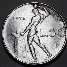50 LIRE 1974 VULCANO REPUBBLICA ITALIANA CON UNA BELLA PATINA ORIGINALE