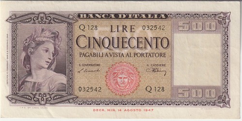 Banconota 500 lire italia 1948 - banconota,