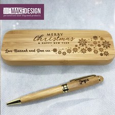 Personalizzato Penna con Scatola Bambù Incisione Laser Best Regalo Natale