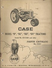 Case Model D - DC - DO - DV Tractors Ricambi - Parts Catalogo Trattore 1948