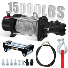 15000 LBS Argano Idraulico, Cavo Acciaio 0.4IN x 78FT, Rapporto Ingranaggi:36/1, Idraulico
