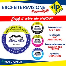 250 Etichette ADESIVE REVISIONE AUTO MOTO PERSONALIZZATE - ETICHETTA PVC 5x5 cm